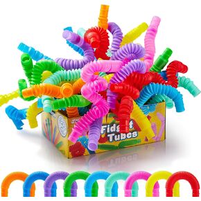 JOYIN 36 Pack Pop Tubes, Fidget Tubes Party Favors - 9 Colors, Sensory Toys, Connectable and Extendable for Stress Relief - Perfect for Party, Classroom Exchange, School Reward