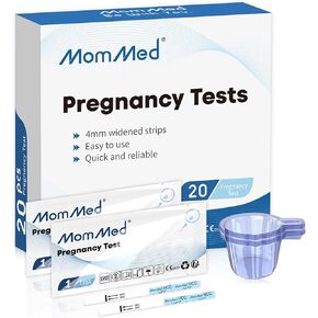 MomMed Pregnancy Test, 25 Hcg Pregnancy Test Strips with 25 Urine Cups, Rapid and Accurate Results, Women Home Testing, Early Pregnancy Tests