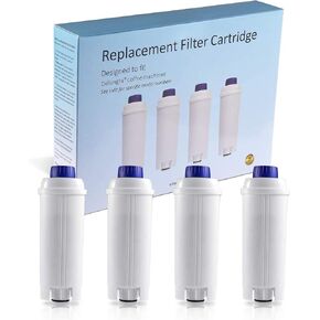 Water Filter for Delonghi DLSC002, Delongie Water Filter Cartridge Active Carbon Fabric Softener, Compatible with Delongie ECAM, Esam, ETAM, BCO, EC. (Pack of 4)