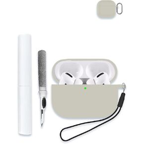 Case for AirPods 4(4th Generation) Wireless Ear Buds 2024 Upgraded Version, Soft Silicone Protective Portable Scratch Shock Resistant Hard Shell with Cleaner Kit & Carabiner & Lanyard，Gray