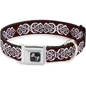 Buckle-Down DC-W38103-L Seatbelt Dog Collar, Large, Celtic Knot5 Reds/Black/White