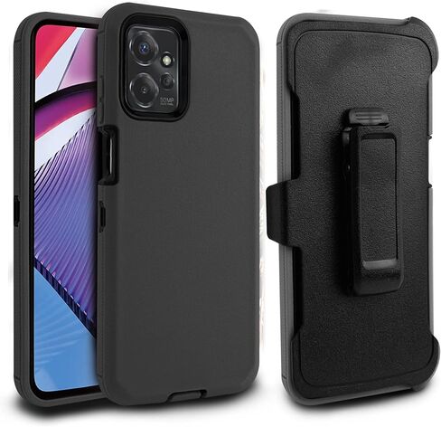 Customerfirst for Motorola Moto G-Power-2023 Case: Moto G 5G 2023 case, Heavy Duty Hard Shockproof Armor Case Cover with Belt Clip Holster with Built in Screen Protector (Black) in Kuwait