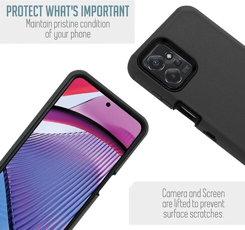 Customerfirst for Motorola Moto G-Power-2023 Case: Moto G 5G 2023 case, Heavy Duty Hard Shockproof Armor Case Cover with Belt Clip Holster with Built in Screen Protector (Black) in Kuwait