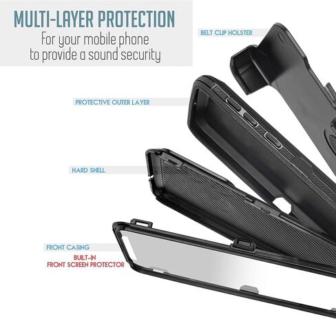 Customerfirst for Motorola Moto G-Power-2023 Case: Moto G 5G 2023 case, Heavy Duty Hard Shockproof Armor Case Cover with Belt Clip Holster with Built in Screen Protector (Black) in Kuwait