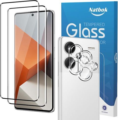 2+2 Pack 3D Screen Protector for Xiaomi Redmi Note 13 Pro+/Redmi Note 13 Pro Plus 5G with Camera Lens Protector,3D Full Coverage 9H Tempered Glass Film,HD Clear Scratch Resistant,Bubble-Free in Saudi Arabia