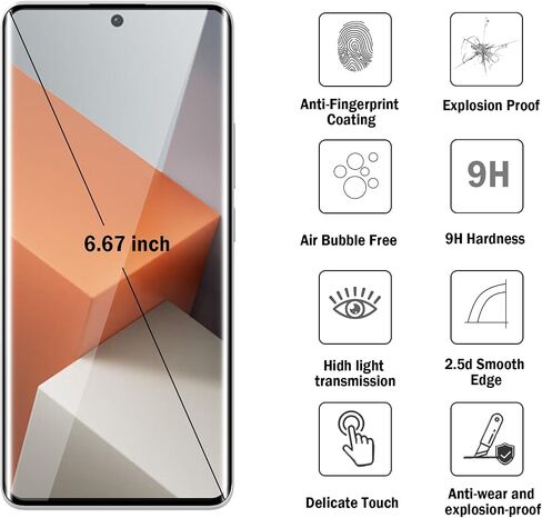 2+2 Pack 3D Screen Protector for Xiaomi Redmi Note 13 Pro+/Redmi Note 13 Pro Plus 5G with Camera Lens Protector,3D Full Coverage 9H Tempered Glass Film,HD Clear Scratch Resistant,Bubble-Free in Saudi Arabia