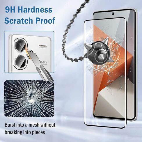 2+2 Pack 3D Screen Protector for Xiaomi Redmi Note 13 Pro+/Redmi Note 13 Pro Plus 5G with Camera Lens Protector,3D Full Coverage 9H Tempered Glass Film,HD Clear Scratch Resistant,Bubble-Free in Saudi Arabia