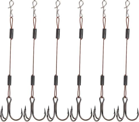 No. 6 Triple Fishing Hooks, 6Pcs Tackle Treble Hooks Kit Reusable Barracuda Hook with Barbed Tips for Catching Barracuda and Other Large Fish in Saudi Arabia