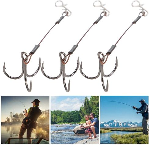 No. 6 Triple Fishing Hooks, 6Pcs Tackle Treble Hooks Kit Reusable Barracuda Hook with Barbed Tips for Catching Barracuda and Other Large Fish in Saudi Arabia