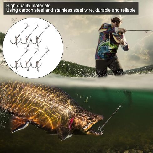 No. 6 Triple Fishing Hooks, 6Pcs Tackle Treble Hooks Kit Reusable Barracuda Hook with Barbed Tips for Catching Barracuda and Other Large Fish in Saudi Arabia