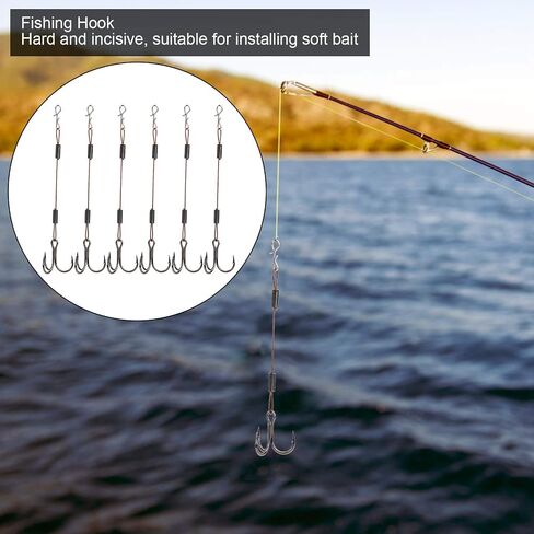 No. 6 Triple Fishing Hooks, 6Pcs Tackle Treble Hooks Kit Reusable Barracuda Hook with Barbed Tips for Catching Barracuda and Other Large Fish in Saudi Arabia