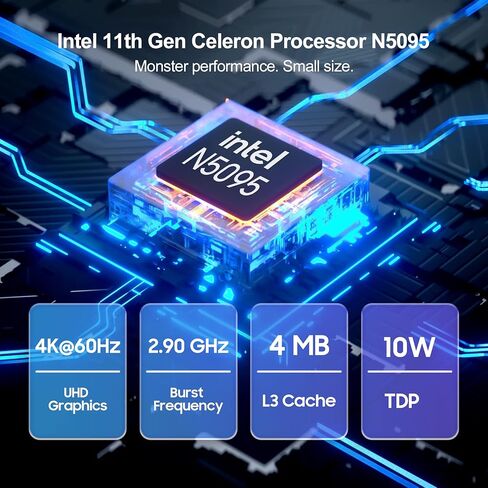 Blackview MP60 جهاز كمبيوتر صغير مطور Intel 11th N5095 (يصل إلى 3.4 جيجا هرتز)، كمبيوتر مكتبي صغير 16 جيجا بايت رام 1 تيرابايت SSD، Win 11 يدعم شاشة HDMI مزدوجة 4K، واي فاي مزدوج، BT4.2 للأعمال والمنزل والمكتب باللون الأسود in Kuwait