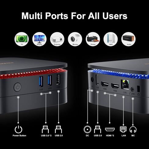 Blackview MP60 جهاز كمبيوتر صغير مطور Intel 11th N5095 (يصل إلى 3.4 جيجا هرتز)، كمبيوتر مكتبي صغير 16 جيجا بايت رام 1 تيرابايت SSD، Win 11 يدعم شاشة HDMI مزدوجة 4K، واي فاي مزدوج، BT4.2 للأعمال والمنزل والمكتب باللون الأسود in Kuwait