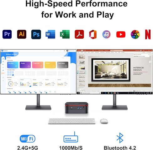 Blackview MP60 جهاز كمبيوتر صغير مطور Intel 11th N5095 (يصل إلى 3.4 جيجا هرتز)، كمبيوتر مكتبي صغير 16 جيجا بايت رام 1 تيرابايت SSD، Win 11 يدعم شاشة HDMI مزدوجة 4K، واي فاي مزدوج، BT4.2 للأعمال والمنزل والمكتب باللون الأسود in Kuwait
