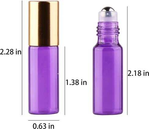 maxmau Roller Bottles for Essential Oil, 24pcs 5ml Roll on Bottle Clear Glass Sample Test Refillable with Opener Funnel Dropper Golden Cap For Home Travel in Kuwait