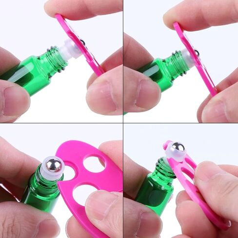 maxmau Roller Bottles for Essential Oil, 24pcs 5ml Roll on Bottle Clear Glass Sample Test Refillable with Opener Funnel Dropper Golden Cap For Home Travel in Kuwait
