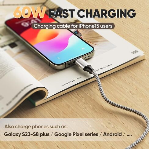 كابل USB A إلى USB C بطول 6 أقدام، 2 حزمة، شحن سريع 60 واط (3A 20 فولت) USBA إلى USBC، سلك CarPlay لمنفذ C لنقل البيانات بسرعة 480 ميجا بت في الثانية لهاتف iPhone 15/Pro/Max، وسلسلة Galaxy، وسلسلة Pixel، وiPad، والشاحن والمزيد in Saudi Arabia