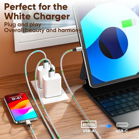 كابل USB A إلى USB C بطول 6 أقدام، 2 حزمة، شحن سريع 60 واط (3A 20 فولت) USBA إلى USBC، سلك CarPlay لمنفذ C لنقل البيانات بسرعة 480 ميجا بت في الثانية لهاتف iPhone 15/Pro/Max، وسلسلة Galaxy، وسلسلة Pixel، وiPad، والشاحن والمزيد in Saudi Arabia