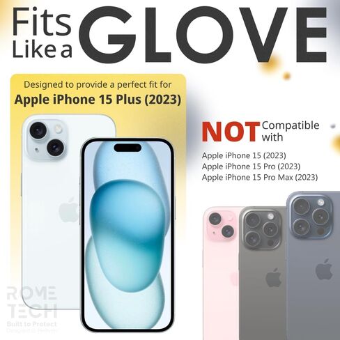 for Apple iPhone 15 Plus (2023) Case with Belt Clip Holster & Kickstand, Screenless Protective Dual-Layer Shockproof Phone Case for iPhone 15 Plus - Black in Saudi Arabia