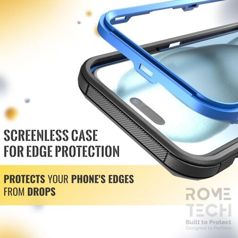 for Apple iPhone 15 Plus (2023) Case with Belt Clip Holster & Kickstand, Screenless Protective Dual-Layer Shockproof Phone Case for iPhone 15 Plus - Black in Saudi Arabia