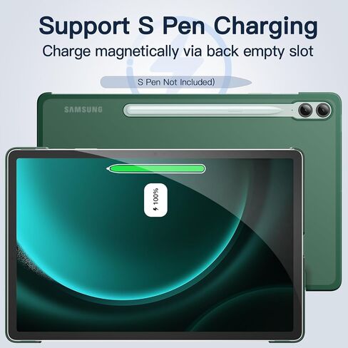 حافظة JETech لجهاز Samsung Galaxy Tab S9 FE+ / S9 FE Plus مقاس 12.4 بوصة، غطاء خلفي نحيف شفاف ثلاثي الطي واقٍ للكمبيوتر اللوحي، يدعم شحن قلم S، استيقاظ/نوم تلقائي (أسود) in Kuwait
