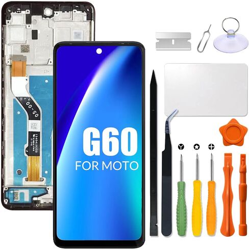 Replacement for Motorola Moto G60 LCD Screen with Frame for Moto G60 PANB0001IN PANB0013IN LCD Display Touch Digitizer Assembly with Repair kit(Black with Frame) in Saudi Arabia