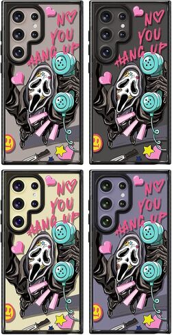 Compatible for Samsung Galaxy S24 Ultra Case Cute Aesthetic - Durable Fashion Funny Phone Case - Girly Scream Skeleton Skull Print Cover Design for Woman Girl 6.8" Black in Saudi Arabia