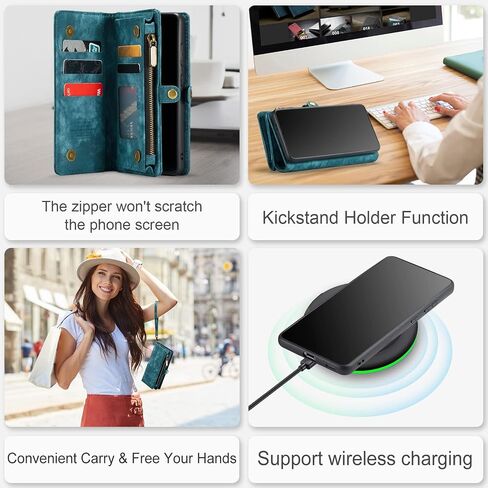 حافظة هاتف Asuwish لهاتف Samsung Galaxy S21 Plus Glaxay S21+ 5G غطاء محفظة بسحاب مع واقي شاشة من الزجاج المقسى وحامل بطاقة قلاب خلية Gaxaly S21+5G S21plus 21S + S 21 21+ G5 للنساء والرجال باللون الأزرق in Saudi Arabia