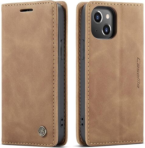 حافظة Kowauri Flip لهاتف iPhone 13 Mini، حافظة محفظة جلدية بتصميم كلاسيكي مع فتحة بطاقة وإغلاق مغناطيسي حافظة قابلة للطي لهاتف iPhone 13 Mini 5.4 بوصة 2021 (بني) in Saudi Arabia
