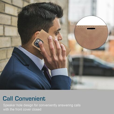 حافظة Kowauri Flip لهاتف iPhone 13 Mini، حافظة محفظة جلدية بتصميم كلاسيكي مع فتحة بطاقة وإغلاق مغناطيسي حافظة قابلة للطي لهاتف iPhone 13 Mini 5.4 بوصة 2021 (بني) in Saudi Arabia