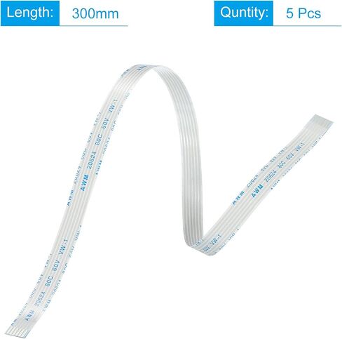 MECCANIXITY Flexible Flat Cable Extension Ribbon Cables 6 Pins 1.0mm Pitch 300mm for 3D Printer, DIY, Camera, Screen and DVD Player Connector A Type Pack of 5 in Saudi Arabia