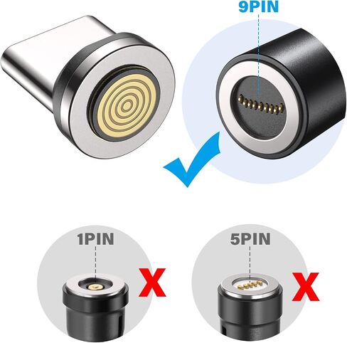 محول مغناطيسي USB C 9Pin (3 عبوات)، أطراف كابل شحن مغناطيسي 60 وات/100 وات لأجهزة USB C، أطراف مغناطيسية من النوع C، موصلات أطراف مغناطيسية in Kuwait