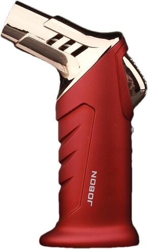 Double Torch Lighter Cigar Jet Table Lighter Winproof Blue Flame Refillable Butane for Kitchen Outdoor BBQ Grill Charcoal(Red) in Saudi Arabia