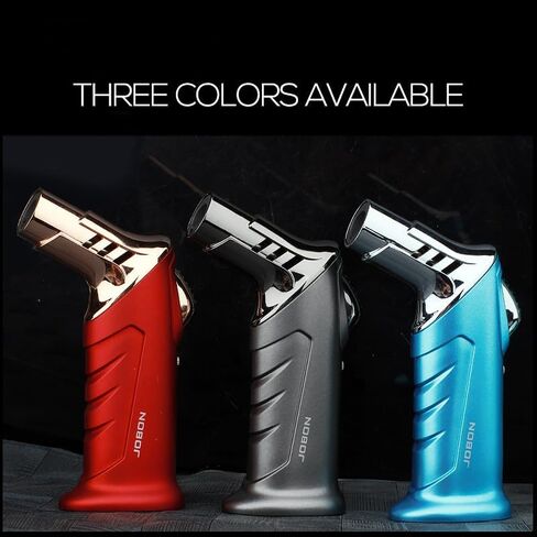 Double Torch Lighter Cigar Jet Table Lighter Winproof Blue Flame Refillable Butane for Kitchen Outdoor BBQ Grill Charcoal(Red) in Saudi Arabia