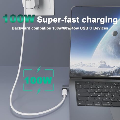 محول مغناطيسي USB C (عبوة واحدة)، محول مغناطيسي 11 دبوس من النوع C بزاوية قائمة، يدعم الشحن السريع USB PD بقوة 100 وات، سرعة نقل 480 ميجابت في الثانية، متوافق مع MacBook Pro/Air ومعظم أجهزة USB C in Kuwait