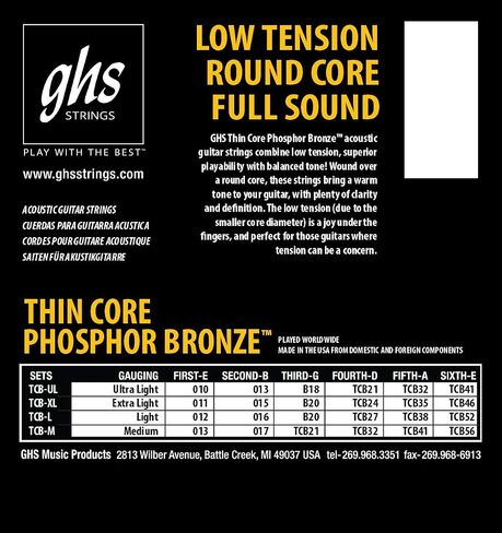 GHS Strings Thin Core Phosphor Bronze - Acoustic String Set - Light - 012-052 (TCB-L SET) in Saudi Arabia