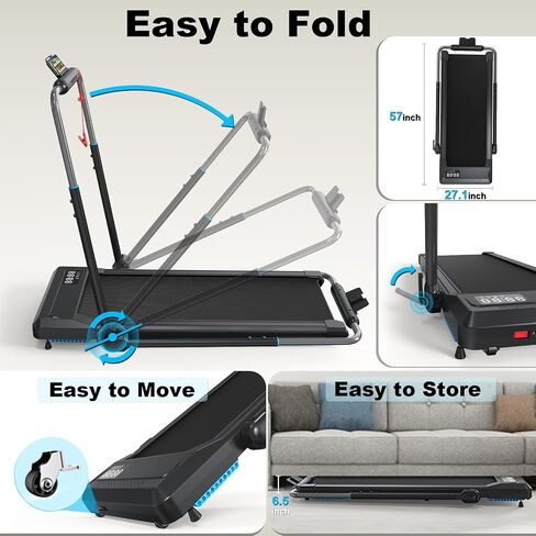 Under Desk Treadmill with Incline 2 in 1 Walking Pad for Office Home, Only 40LBS Small Treadmill 300LBS Capacity, 2.5HP Quiet Runing Jogging Machine, Remote &APP Voice Control, Sync with Apple Health in Saudi Arabia