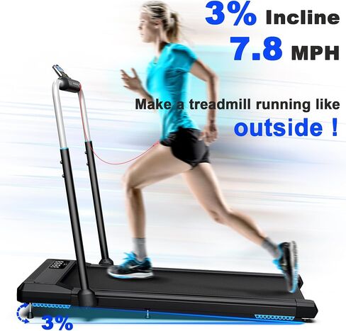 Under Desk Treadmill with Incline 2 in 1 Walking Pad for Office Home, Only 40LBS Small Treadmill 300LBS Capacity, 2.5HP Quiet Runing Jogging Machine, Remote &APP Voice Control, Sync with Apple Health in Saudi Arabia