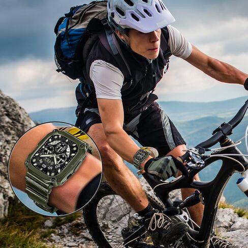 Rugged Protective Band and Case for Apple Watch Ultra 2 / Ultra Band 49mm, Metal Double Tongue Buckle Black, Shockproof Durable Bumper Military Sport iWatch Ultra 49mm Strap with Armor Cover Case for Men in Kuwait