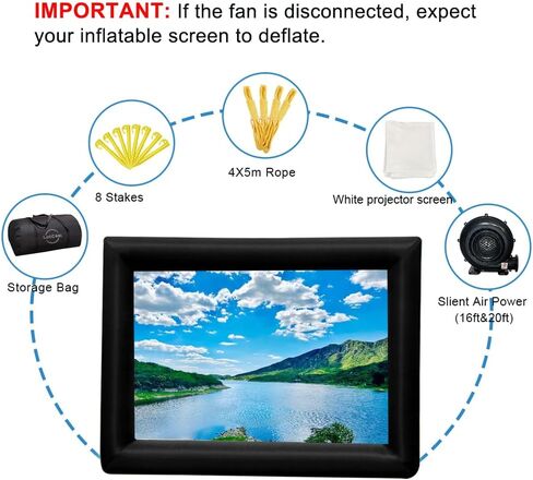 Inflatable Movie Screen Outdoor Projector Screen with Air Blower Storage Bag - Front/Rear Projection, Easy Set Up Blow Up Screen for Backyard Movie Night, Theme Parties, Celebrations (20FT) in Saudi Arabia