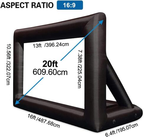 Inflatable Movie Screen Outdoor Projector Screen with Air Blower Storage Bag - Front/Rear Projection, Easy Set Up Blow Up Screen for Backyard Movie Night, Theme Parties, Celebrations (20FT) in Saudi Arabia