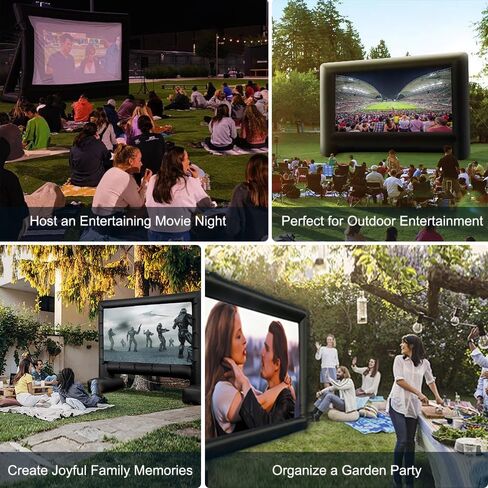 Inflatable Movie Screen Outdoor Projector Screen with Air Blower Storage Bag - Front/Rear Projection, Easy Set Up Blow Up Screen for Backyard Movie Night, Theme Parties, Celebrations (20FT) in Saudi Arabia
