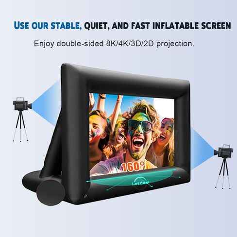 Inflatable Movie Screen Outdoor Projector Screen with Air Blower Storage Bag - Front/Rear Projection, Easy Set Up Blow Up Screen for Backyard Movie Night, Theme Parties, Celebrations (20FT) in Saudi Arabia