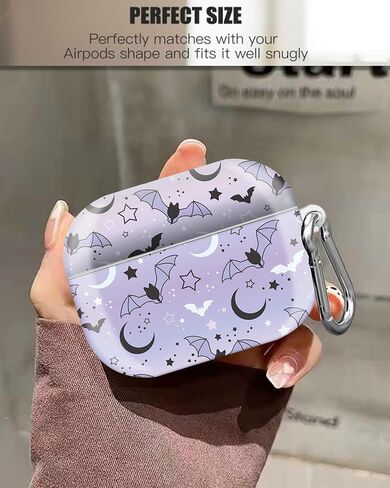 Compatible with AirPods Pro 2nd/1st Generation Case Cover, Cute Case Cover with Keychain for AirPod Pro 2&1 Case, for Men Women & Girls(Cute bat) in Saudi Arabia