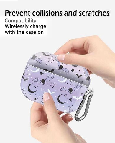 Compatible with AirPods Pro 2nd/1st Generation Case Cover, Cute Case Cover with Keychain for AirPod Pro 2&1 Case, for Men Women & Girls(Cute bat) in Saudi Arabia