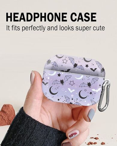 Compatible with AirPods Pro 2nd/1st Generation Case Cover, Cute Case Cover with Keychain for AirPod Pro 2&1 Case, for Men Women & Girls(Cute bat) in Saudi Arabia