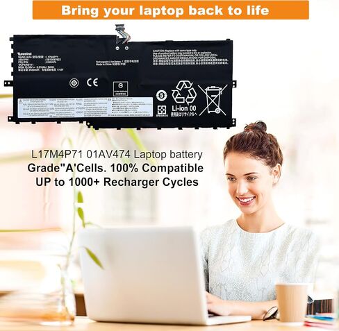بطارية كمبيوتر محمول L17M4P71 L17C4P71 L17M4P73 لأجهزة Lenovo ThinkPad X1 Yoga 3rd Gen 2018 Series 20LD 20LE 20LF 20LG TP00076D 01AV474 SB10K97623 01AV475 SB10K97624 01AV499 SB10K97638 02DL 003 in Saudi Arabia