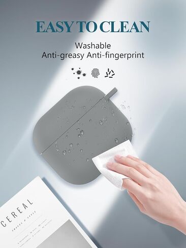 حافظة لأجهزة AirPods 4 (الجيل الرابع) سماعات أذن لاسلكية إصدار 2024، غطاء صلب مقاوم للخدش وقابل للحمل من السيليكون الناعم مع مجموعة أدوات تنظيف وحلقة تسلق وحبل قصير، رمادي in Kuwait