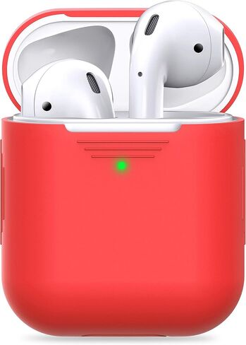 KeyBudz AirPods 2 & 1 Case [Front LED Visible] Protective Silicone Cover and Skin Compatible with Apple AirPods (Without Carabiner, Lava Red) in Saudi Arabia