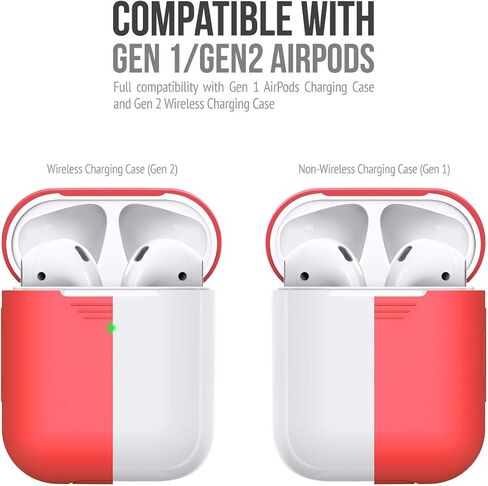KeyBudz AirPods 2 & 1 Case [Front LED Visible] Protective Silicone Cover and Skin Compatible with Apple AirPods (Without Carabiner, Lava Red) in Saudi Arabia
